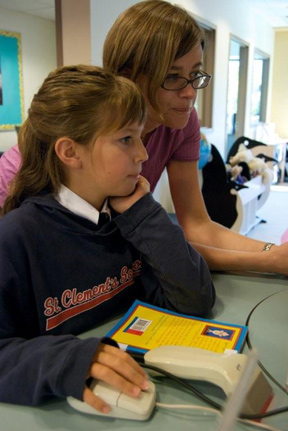 Girl and teacher